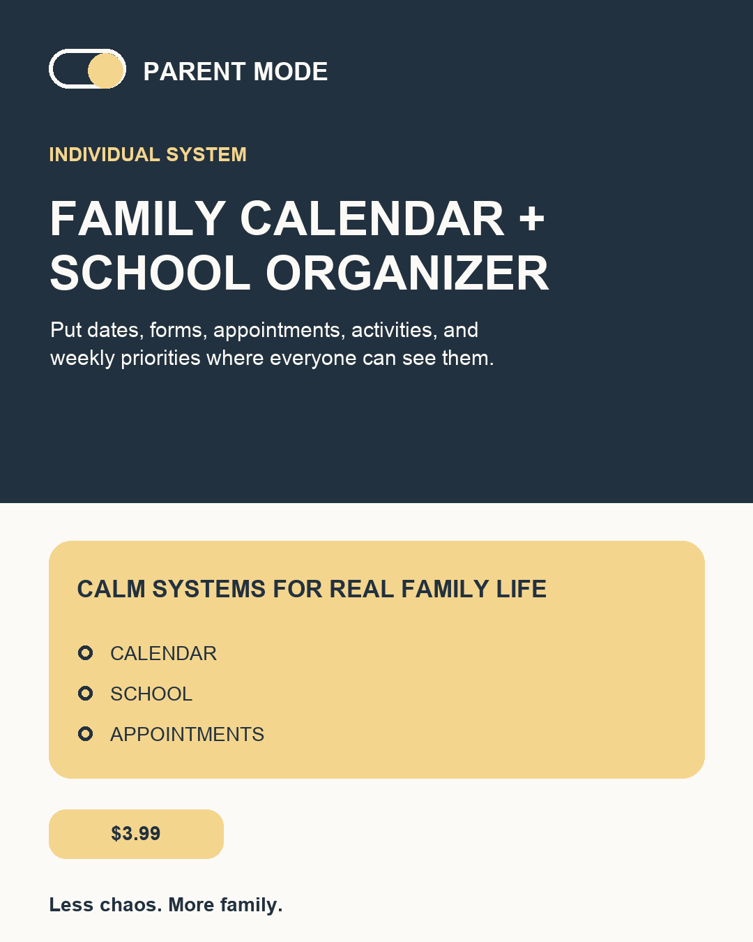 Family Calendar + School Organizer